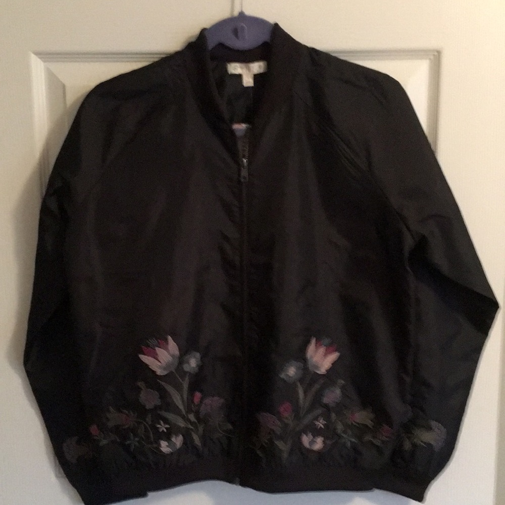 Floral accent bomber jacket